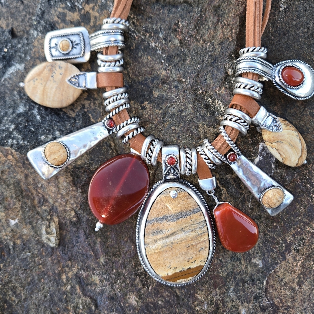 Arizona Rising Sun GODDESS Leather * Beaded Necklace